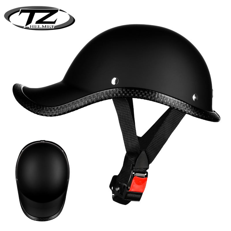 Generic Summer Breathable Mens Moped Helmet Retro Motorcycle Cruiser Half Cap Dumb black positive and negative 2 bands 