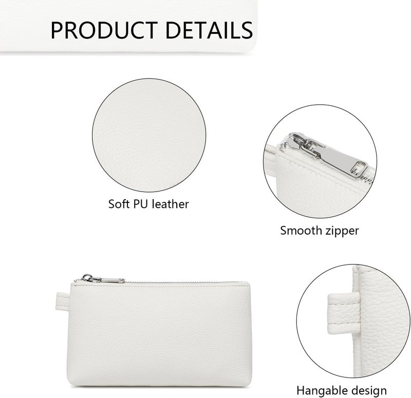 YONBEN PU Leather Makeup Simple and Convenient Handbag Small Exquisite Storage Bag, PU/Off-white, Simple - Image 4