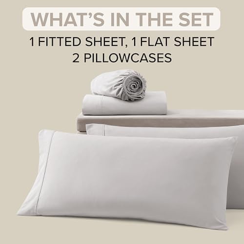 UGG King Sheet Set 4-Piece Luxury Cooling Sheets Deep Pockets Premium Bedding with 2 Pillow Shams Hypoallergenic Machine Washable Soft Lightweight Bed Set for Bedroom, King, Stone Grey (Hedi) - Image 3