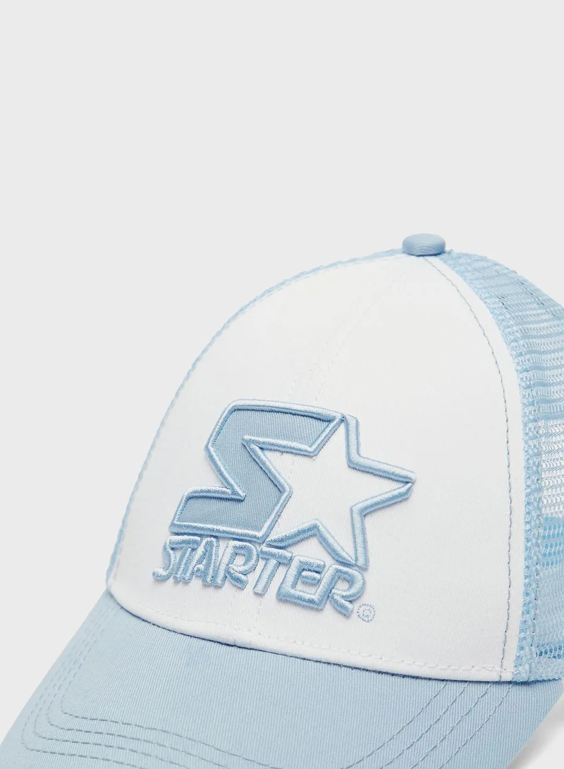 STARTER Logo Print Curved Peak Cap