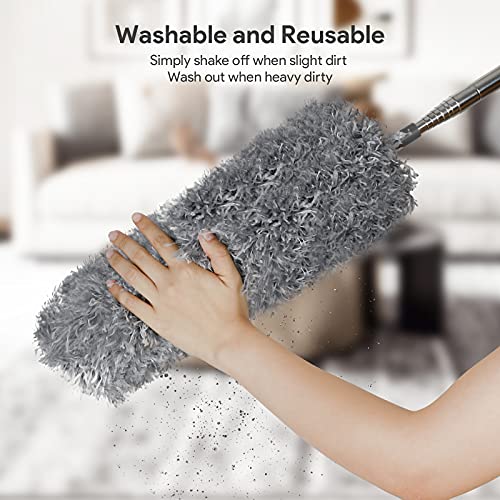 DELUX Microfiber Feather Duster,7 PCS Reusable Bendable Washable Cobweb Duster with 100 inches Extra Long Extension Pole for Cleaning Ceiling Fan, High Ceiling, Blinds, Furniture & Cars - Image 5