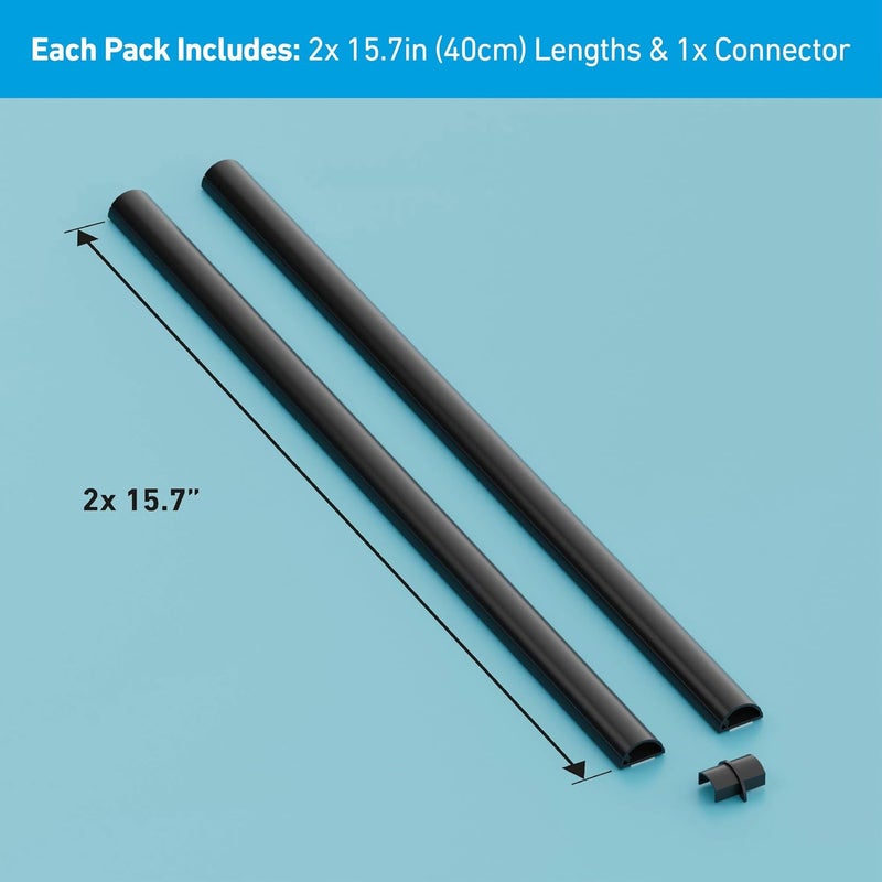 D-Line 31.4in TV Cord Hider, Patented Half Round Cable Cover, Hide Wall Mount TV Wires, Hinged One-Piece Cable Concealer, Adhesive, Decorative Raceway - 2X 0.78in W x 0.39in H x 15.7in L - Black - Image 4