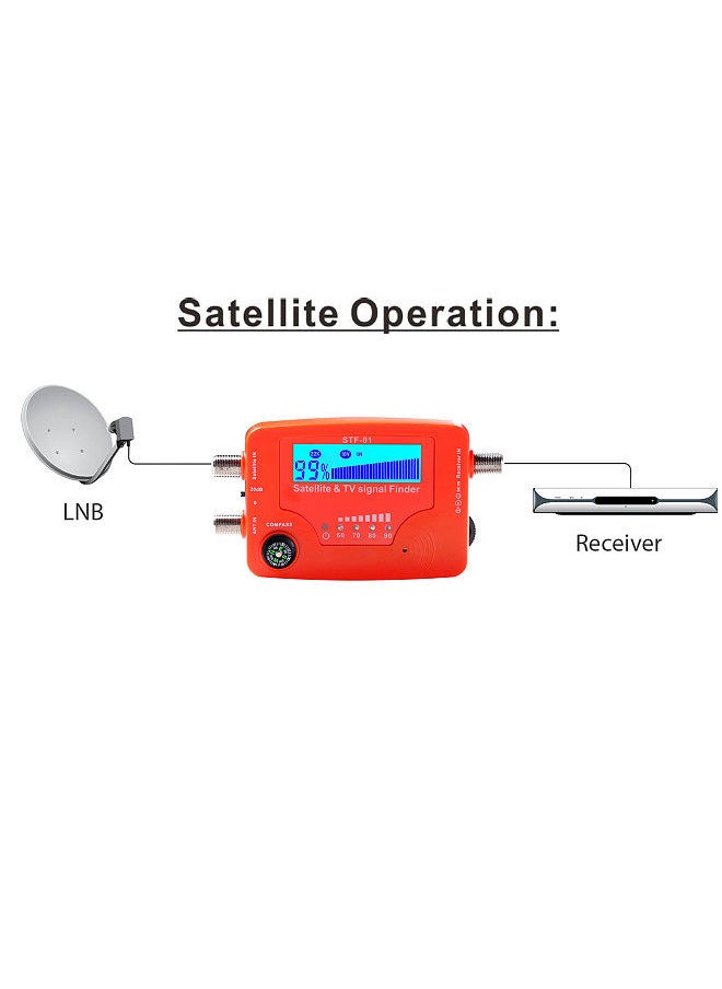 2 in 1 Satellite and TV Signal Finder LCD Digital Satellite Finder Portable TV Antenna Signal Strength Meter Signal Finding Meter with Compass Alarm Buzzer