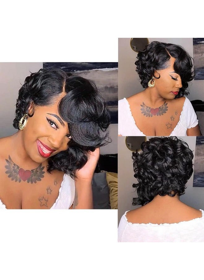 BeiSDWig BeiSDWig Short Afro Curly Bob Wig Bob Wigs for Black Women Curly Synthetic Hair Wig Short Curly Bob Hairstyles  - Image 1