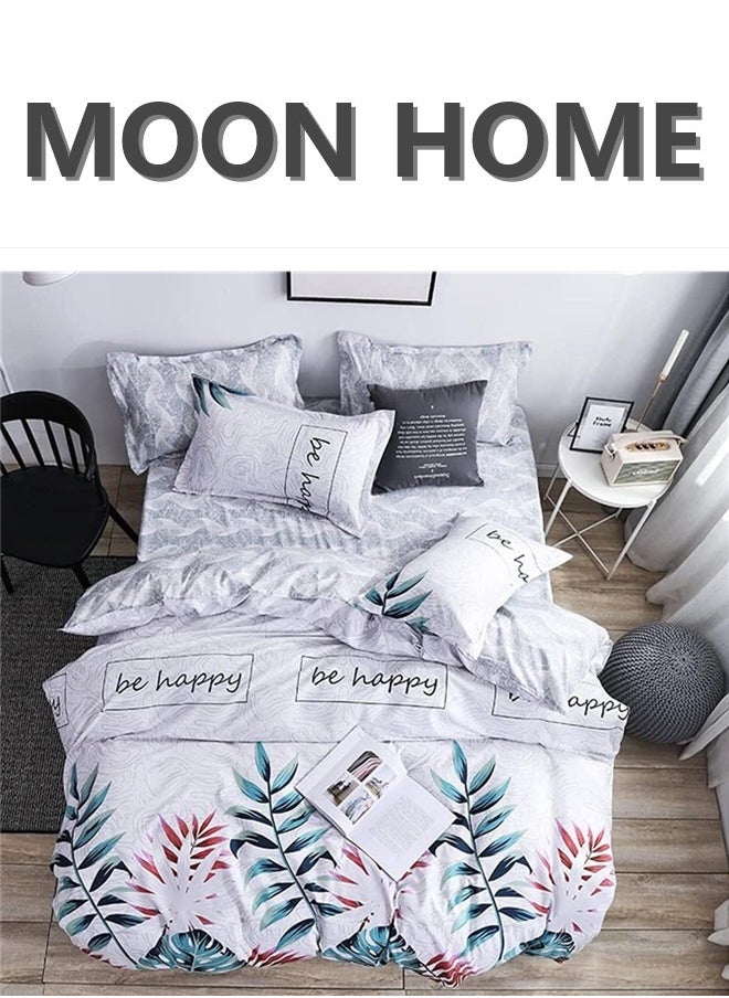 MOON HOME - King/Queen/Single size Soft and Breathable Microfiber Hypoallergenic Beautiful Design Duvet Cover Set ,set includes 1 Comforter Cover, 1 Fitted Bedsheet, 4 Pillowcases - Image 1