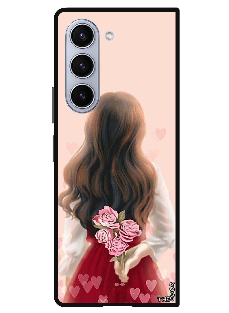 Theodor Protective Case Anti Scratch Shock Proof Bumper Cover For Samsung Galaxy Z Fold 6 Girl Hiding Flowers - Image 1