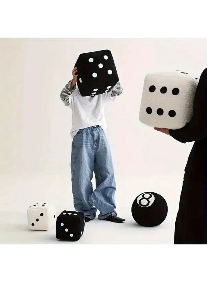 White Polka Dot Plush Dice Throw Pillow Soft Polyester Decorative Cushion For Sofa - Image 3