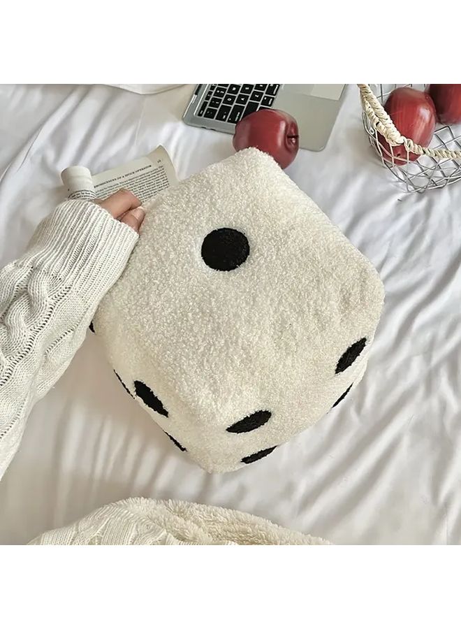 White Polka Dot Plush Dice Throw Pillow Soft Polyester Decorative Cushion For Sofa - Image 5