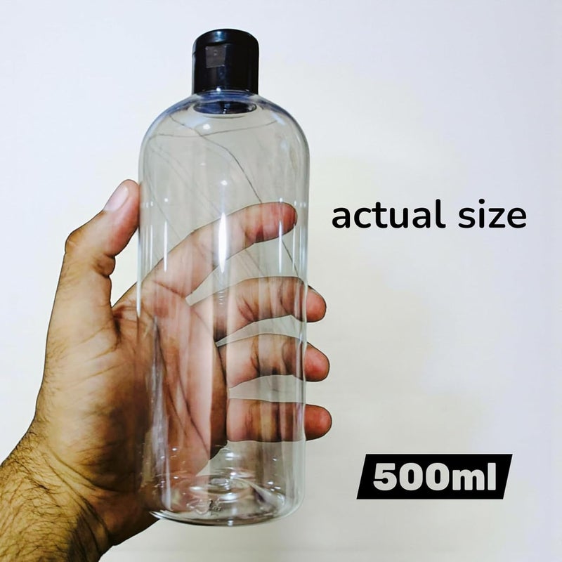 Thinqkart Select 500ml Empty Clear Plastic Bottles Refillable Travel Size Cosmetic Containers Squeeze Bottles With Black Flip Cap For Toiletries, Shampoos, Lotions, Creams (20) - Image 2