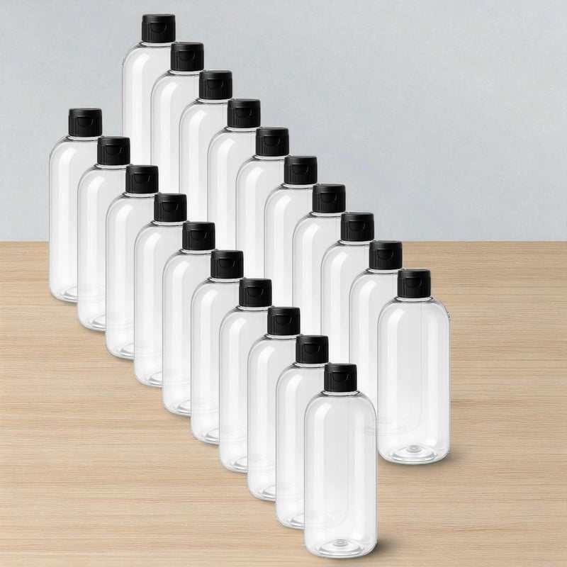 Thinqkart Select 500ml Empty Clear Plastic Bottles Refillable Travel Size Cosmetic Containers Squeeze Bottles With Black Flip Cap For Toiletries, Shampoos, Lotions, Creams (20) - Image 1