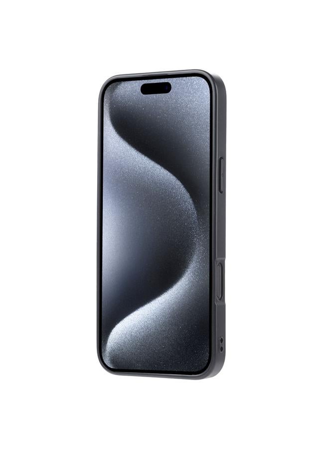 اس-توب جراب لهاتف iPhone 16 Pro مصنوع من جلد العجل مع فتحة للبطاقات وغطاء هجين من مادة TPU - Image 3