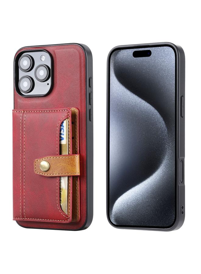 اس-توب جراب لهاتف iPhone 16 Pro مصنوع من جلد العجل مع فتحة للبطاقات وغطاء هجين من مادة TPU - Image 1