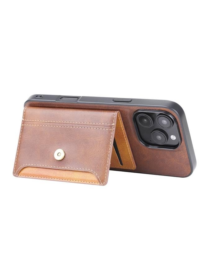 اس-توب جراب لهاتف iPhone 16 Pro مصنوع من جلد العجل مع فتحة للبطاقات وغطاء هجين من مادة TPU - Image 5