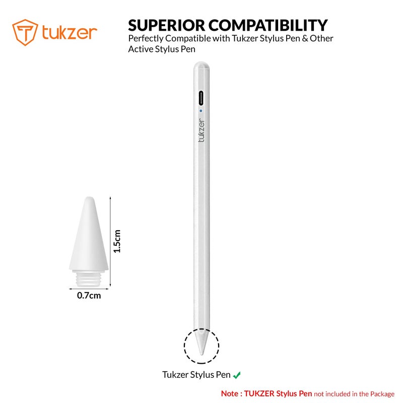 tuKZer 5-رأس بديل متوافق مع قلم اللمس لجهاز آيباد مع رفض راحة اليد، متوافق مع الجيل الثاني (2018-2021) آيباد 6/7/8/9؛ آيباد برو (11/12.9 بوصة) آيباد ميني (5، 2021) آيباد إير الجيل الثالث (TZ-TIP1) - Image 2