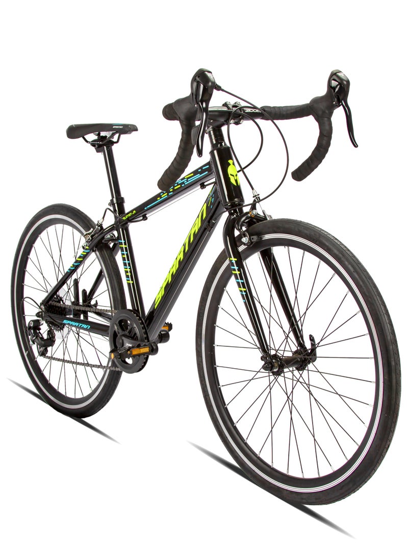 Spartan - 24". Jr Peloton Road Bicycle, Road Bicycles For Youth, Alloy Frame Road Bike, Light Weight Cycle, 8 Speed Black - Image 1