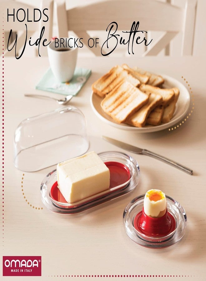 Omada Acrylic Covered Butter Dish: Large Clear and White Butter Keeper and Cream Cheese Container - Dishwasher Safe European Butter Dish with Lid - 3” Wide Butter Holder for Counter - Image 2