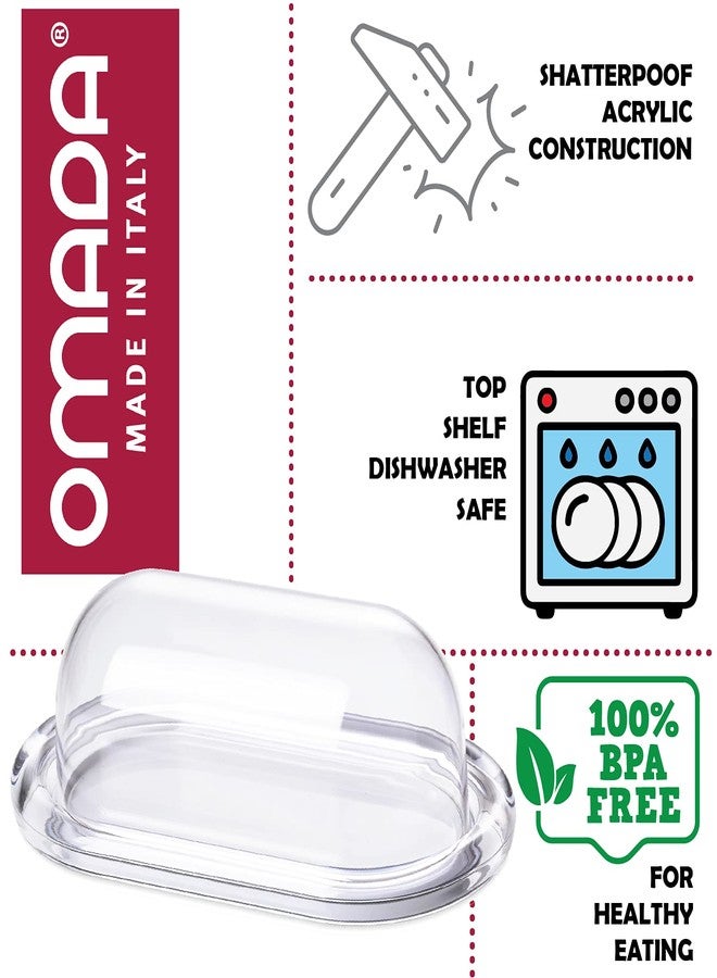 Omada Acrylic Covered Butter Dish: Large Clear and White Butter Keeper and Cream Cheese Container - Dishwasher Safe European Butter Dish with Lid - 3” Wide Butter Holder for Counter - Image 3
