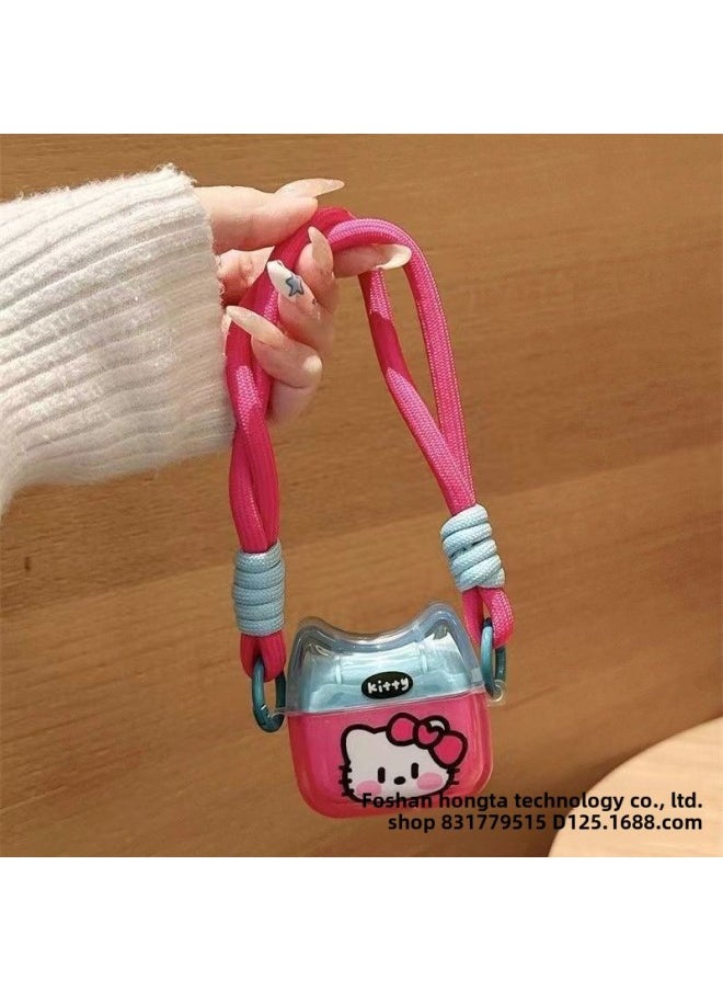 Generic - Cute Cat Ear Portable Lanyard Suitable For Apple Wireless Bluetooth Airpods Pro2 Generation Headset 3 Generation Protective Cover-Color:single Transparent Shell-Applicable Model:airpods 1/2 Generation - Image 1