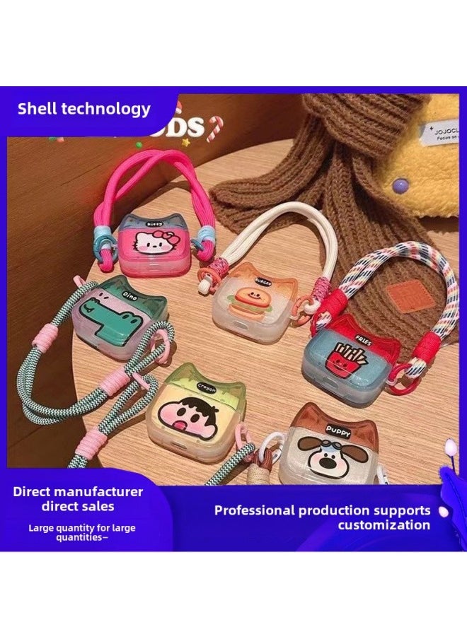 Generic - Cute Cat Ear Portable Lanyard Suitable For Apple Wireless Bluetooth Airpods Pro2 Generation Headset 3 Generation Protective Cover-Color:single Transparent Shell-Applicable Model:airpods 1/2 Generation - Image 1