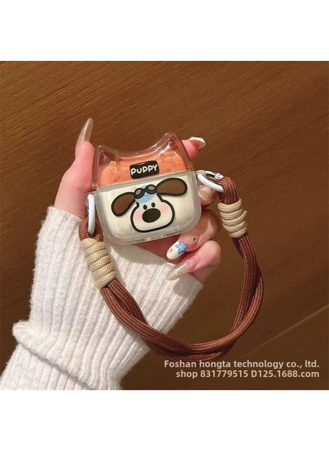Generic - Cute Cat Ear Portable Lanyard Suitable For Apple Wireless Bluetooth Airpods Pro2 Generation Headset 3 Generation Protective Cover-Color:single Transparent Shell-Applicable Model:airpods 1/2 Generation - Image 1