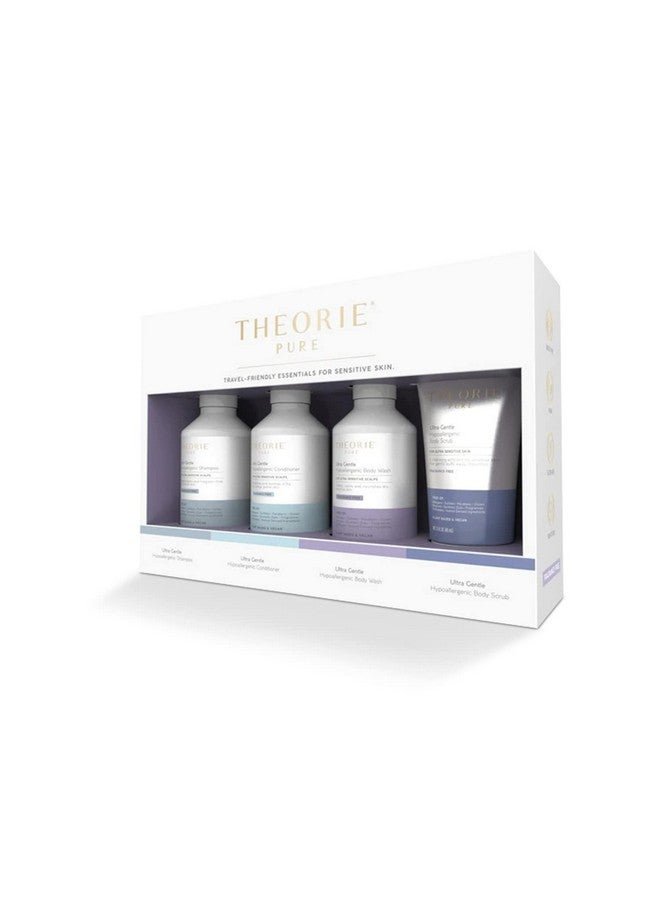 Theorie Pure Collection Travel Set Hypoallergenicshampoo Conditioner Body Wash & Face And Body Scrub Fragrancefree. No Sulfate Paraben Phthalateor Synthetic Dyes Clean Beauty For Hair & Body - Image 1