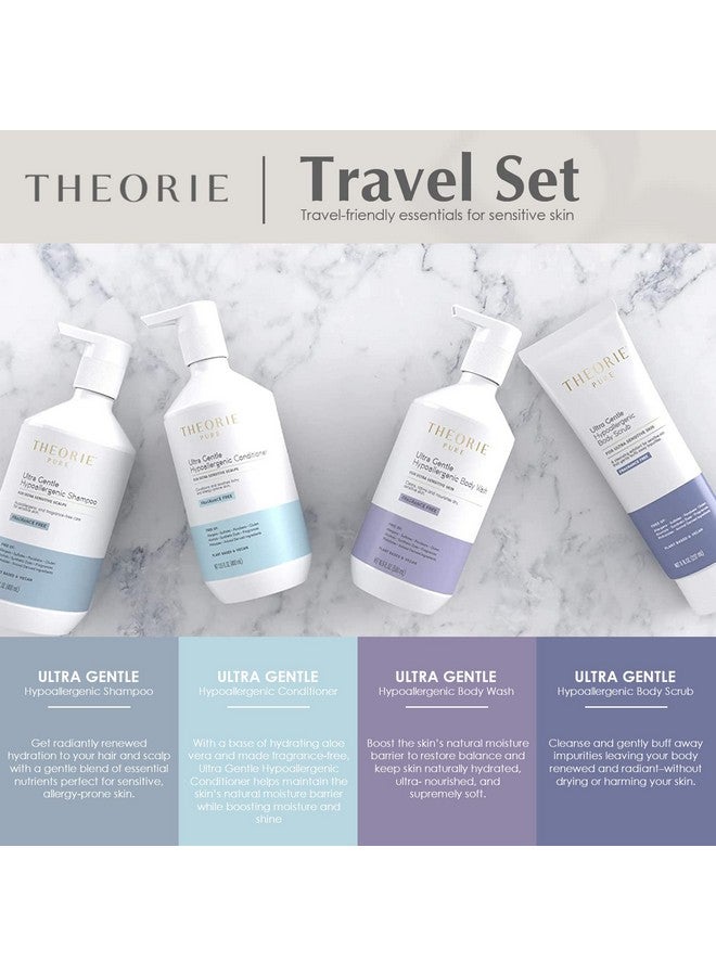 Theorie Pure Collection Travel Set Hypoallergenicshampoo Conditioner Body Wash & Face And Body Scrub Fragrancefree. No Sulfate Paraben Phthalateor Synthetic Dyes Clean Beauty For Hair & Body - Image 5