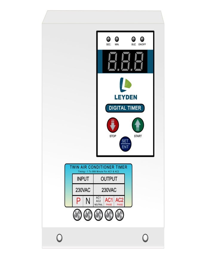 LEYDEN® TM-DAT 30A, 220VAC, 1-999 Minutes On Off Digital Timer Switch for Dual AC Timer Switch for 2 Air Conditioner for Energy Saving (1-Year Warranty) - Image 1