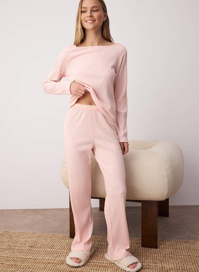 trendyol Women Elastic Detailed Ribbed Knitted Pajama Set THMAW21PT0269 - Image 1