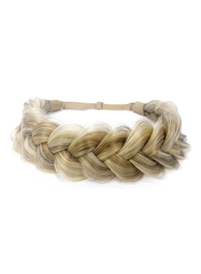 TOECWEGR Synthetic Hair Braided Headband Classic Wide Strands Wedding Disorderly Fluffy Braids Wig Band Women Beauty Accessory (Grey golden brown blonde hair) - Image 1