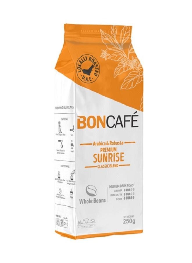 Boncafe بن كافيه بريميوم صن رايز كلاسيك بليند حبوب القهوة 250 جرام - Image 1