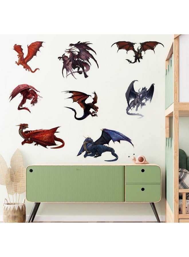 WOYINIS 8 Big 3D Dragon Wall Stickers Ancient Dragons Legend Story Wall Decals Art Peel & Stick Removable Livingroom Kids Room Playroom Library Nursery Classroom Wall Decor - Image 1