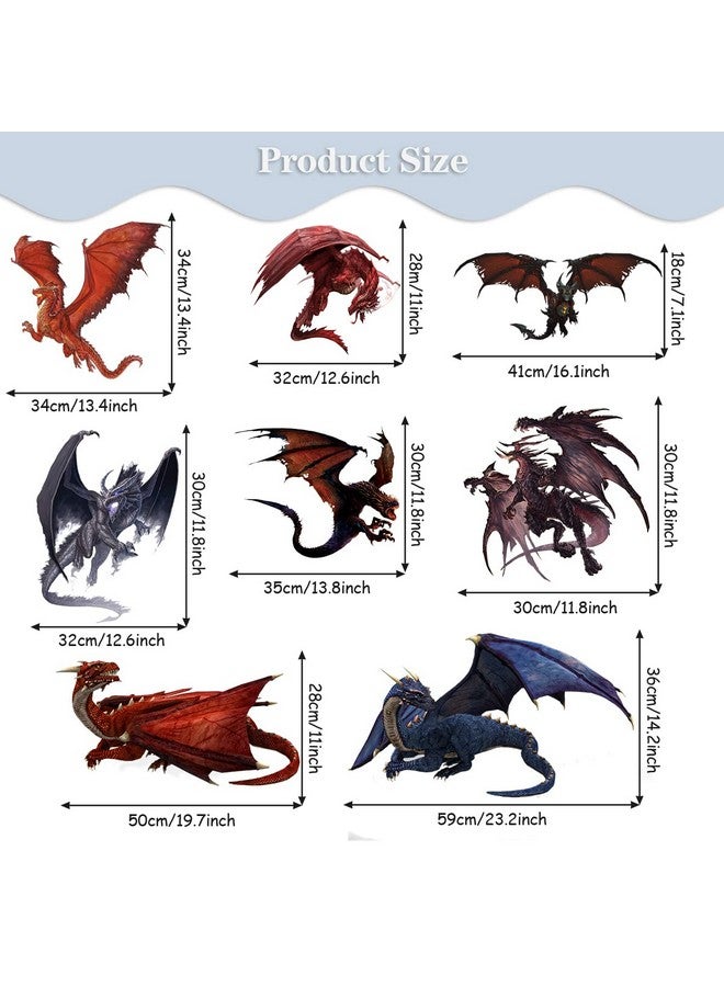 WOYINIS 8 Big 3D Dragon Wall Stickers Ancient Dragons Legend Story Wall Decals Art Peel & Stick Removable Livingroom Kids Room Playroom Library Nursery Classroom Wall Decor - Image 3