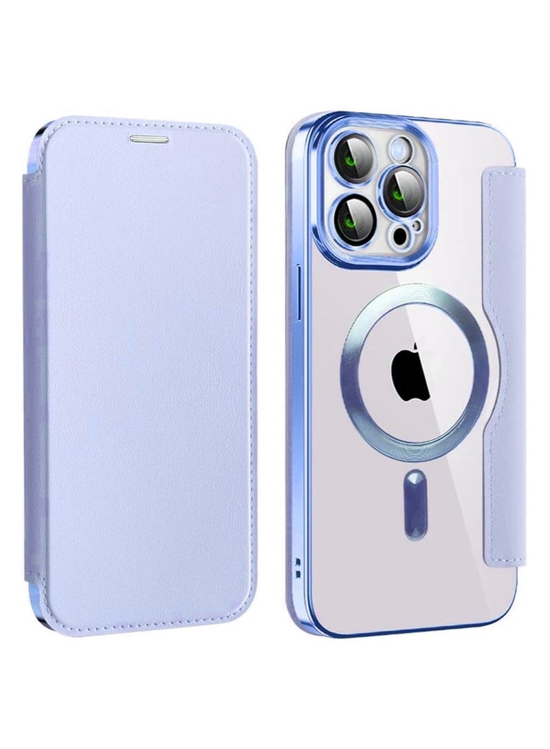 CaseNeo iPhone 15 Pro Case Cover Wallet Compatible with Magsafe Magnetic Shockproof Translucent Back Slim Full Camera Lens Screen Protective Flip Protector with Card Slot Leather Cover for iPhone 15 Pro  - Image 1