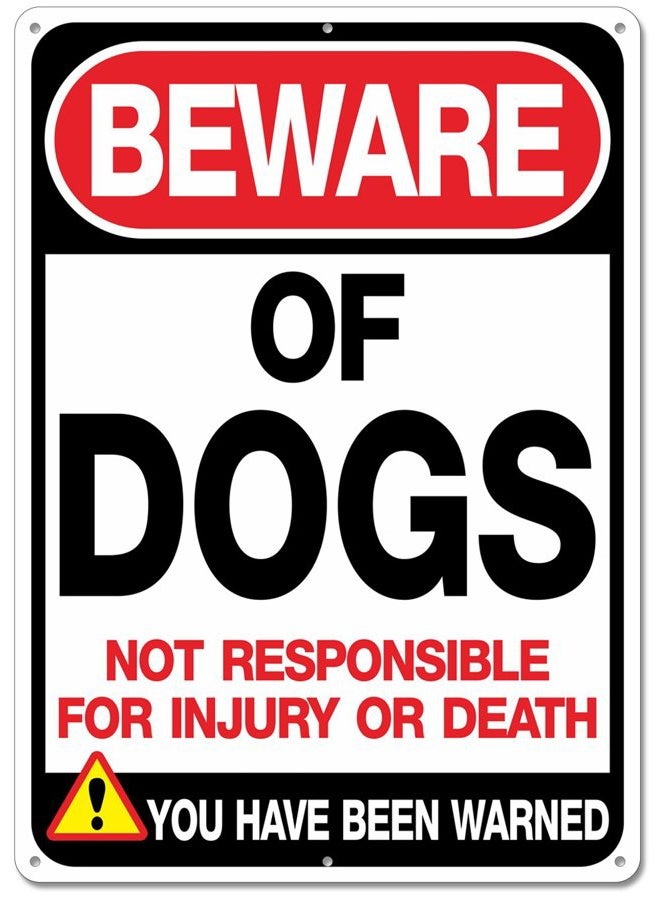 Faittoo Beware Of Dogs Sign, Large 14 x 10 Inches Thick 0.40 Rust Free Heavy Duty Aluminum - UV Printed - Fade Resistant - Reflective - Indoor or Outdoor Use - Easy To Mount - Image 1
