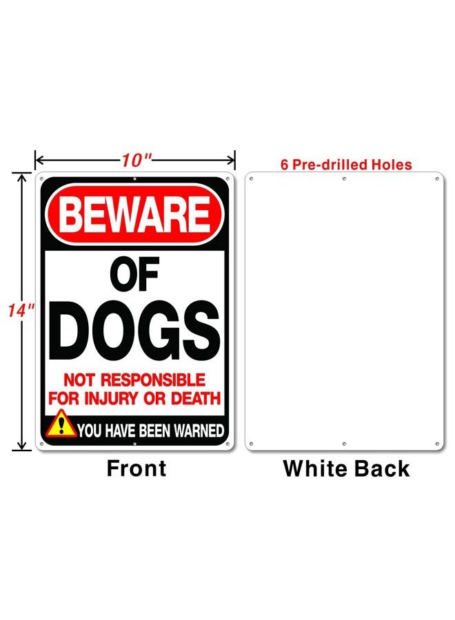 Faittoo Beware Of Dogs Sign, Large 14 x 10 Inches Thick 0.40 Rust Free Heavy Duty Aluminum - UV Printed - Fade Resistant - Reflective - Indoor or Outdoor Use - Easy To Mount - Image 2