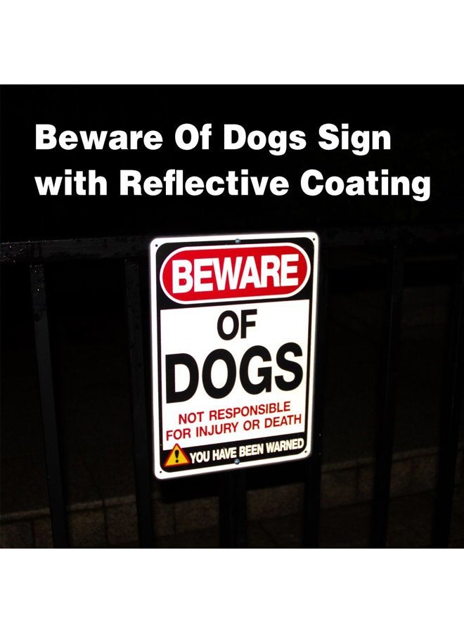 Faittoo Beware Of Dogs Sign, Large 14 x 10 Inches Thick 0.40 Rust Free Heavy Duty Aluminum - UV Printed - Fade Resistant - Reflective - Indoor or Outdoor Use - Easy To Mount - Image 4