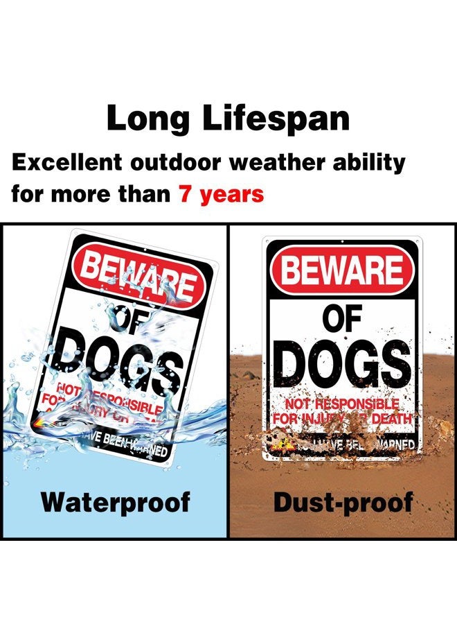 Faittoo Beware Of Dogs Sign, Large 14 x 10 Inches Thick 0.40 Rust Free Heavy Duty Aluminum - UV Printed - Fade Resistant - Reflective - Indoor or Outdoor Use - Easy To Mount - Image 3
