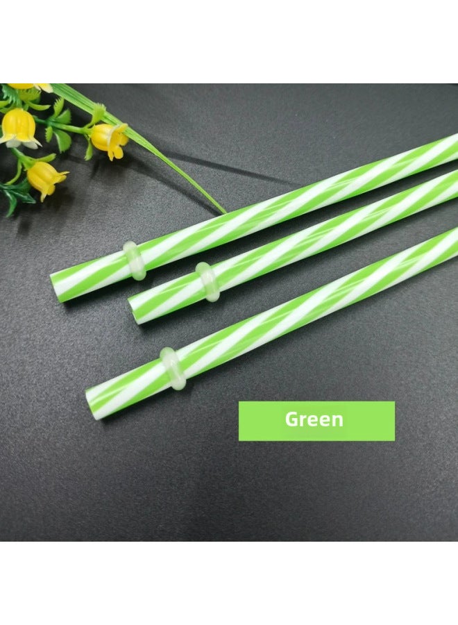 Colorful Pp Plastic Straws Ring Screw Thread Design Hardened Drinking Straws For Beverages-Color:270mm Green Thread  - Image 1