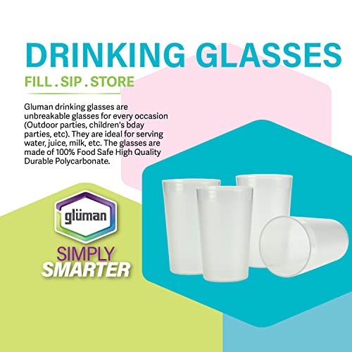 Gluman Unbreakable Drinking Glasses - Frost Transparent Polyarbonate Glasses, 350 Ml (Set of 4), 350 Milliliter - Image 2