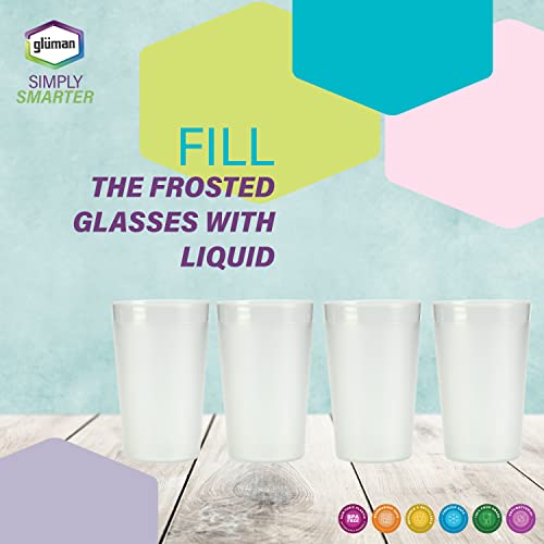 Gluman Unbreakable Drinking Glasses - Frost Transparent Polyarbonate Glasses, 350 Ml (Set of 4), 350 Milliliter - Image 3