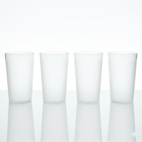 Gluman Unbreakable Drinking Glasses - Frost Transparent Polyarbonate Glasses, 350 Ml (Set of 4), 350 Milliliter - Image 1