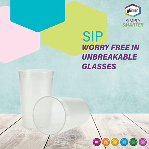 Gluman Unbreakable Drinking Glasses - Frost Transparent Polyarbonate Glasses, 350 Ml (Set of 4), 350 Milliliter - Image 4