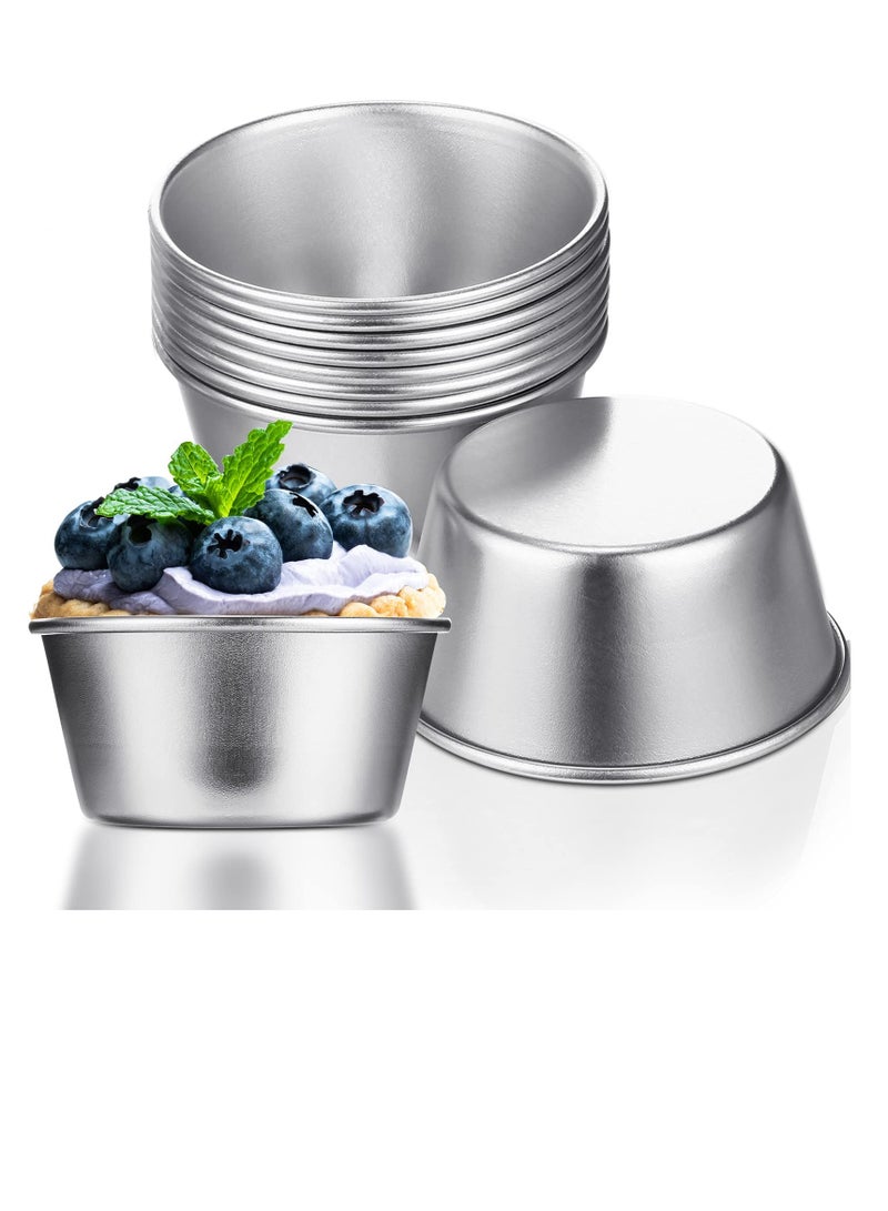 10 Pieces Egg Tart Molds, Individual Molds Pudding Molds Cups, Mini Chocolate Molten Pans Carbon Steel Cupcake Cake Cookie Pudding Mold, Round Nonstick Popover Bakeware Tumblers (2.6 x 2 x 1.3 Inch) - Image 1