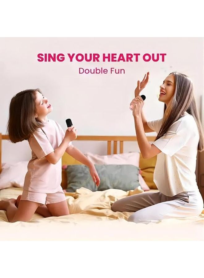 Wireless Karaoke Speaker System With 2 Microphones Rechargeable HiFi Stereo RGB LED Lights Beige - Image 5