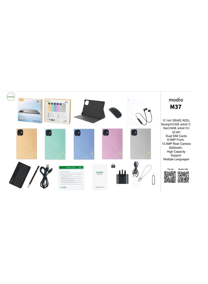 MODIO TAB Modio M37 10.1-inch Android Tablet PC, Dual SIM, 8GB RAM, 512GB Storage, 8000mAh Battery, Wireless Keyboard and Mouse, Gold - Image 3