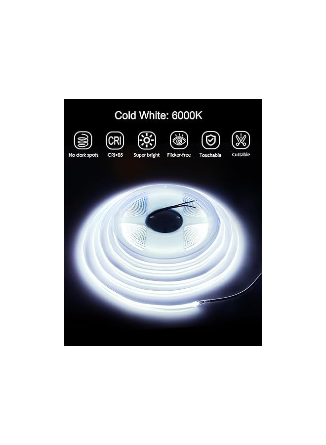 The Bros 10m COB LED Light Strip 24V Cool White 6000K Super Bright LED Tape Self-Adhesive 320LEDs/M Non-Waterproof IP30 for DIY Indoor Lighting Home Decoration (Without Power Supply and Dimmer)  - Image 4