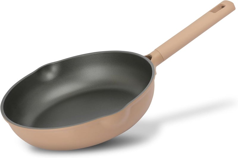 Carote 10-Inch Nonstick Fry Pan with Pour Spout, PFAS & PFOA Free Healthy Cooking, Titanium-Reinforced Frying Pan with Heat-Resistant Handle, All-Stovetop Compatible Skillet, Dishwasher Safe (Taupe) - Image 1