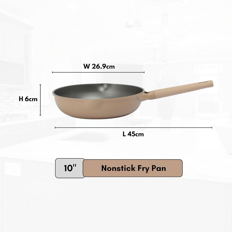Carote 10-Inch Nonstick Fry Pan with Pour Spout, PFAS & PFOA Free Healthy Cooking, Titanium-Reinforced Frying Pan with Heat-Resistant Handle, All-Stovetop Compatible Skillet, Dishwasher Safe (Taupe) - Image 2
