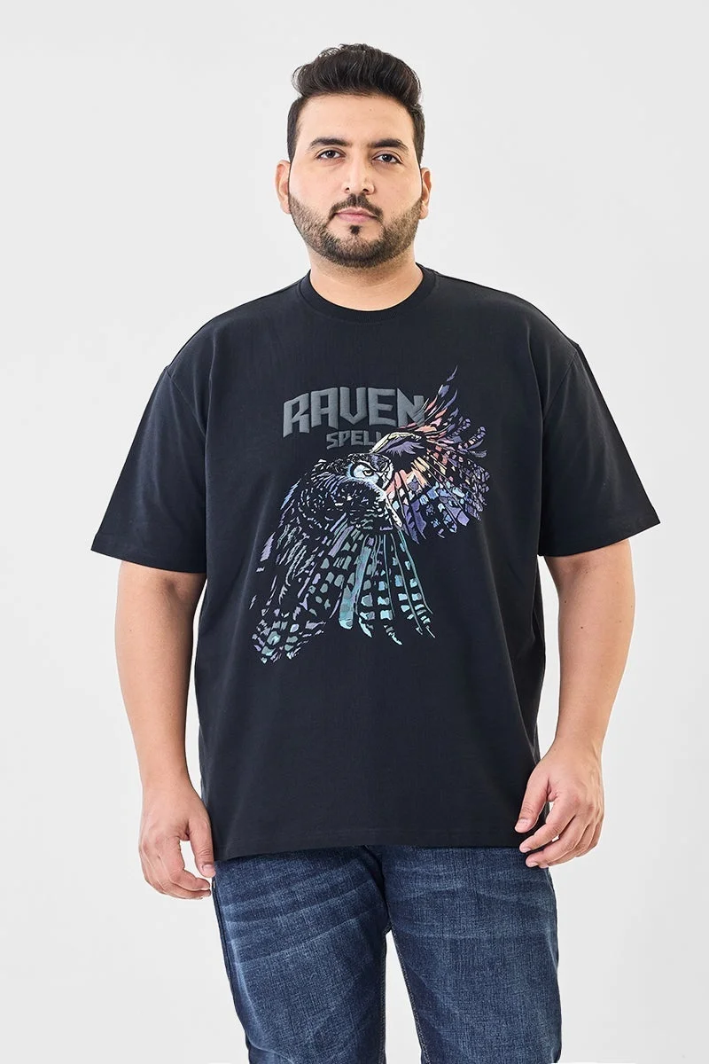 SNITCH Raven Puff Print Oversized T-Shirt