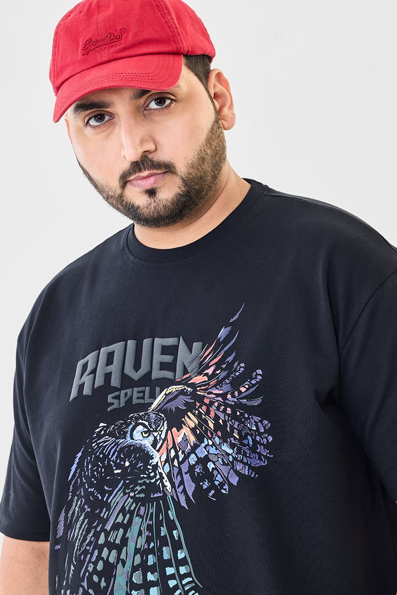 SNITCH Raven Puff Print Oversized T-Shirt - Image 3